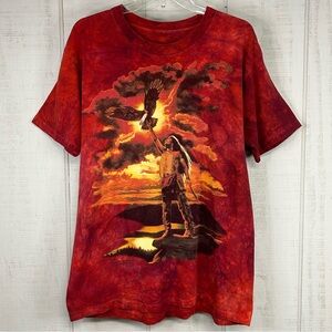 Vintage‎ 90s Tribal T Shirt Adult L Tie Dye Art To Wear Indian Heritage Gorpcore